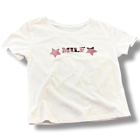 Trendy Women's MILF Crop Top with Pink Star Design - Picture 1 of 3